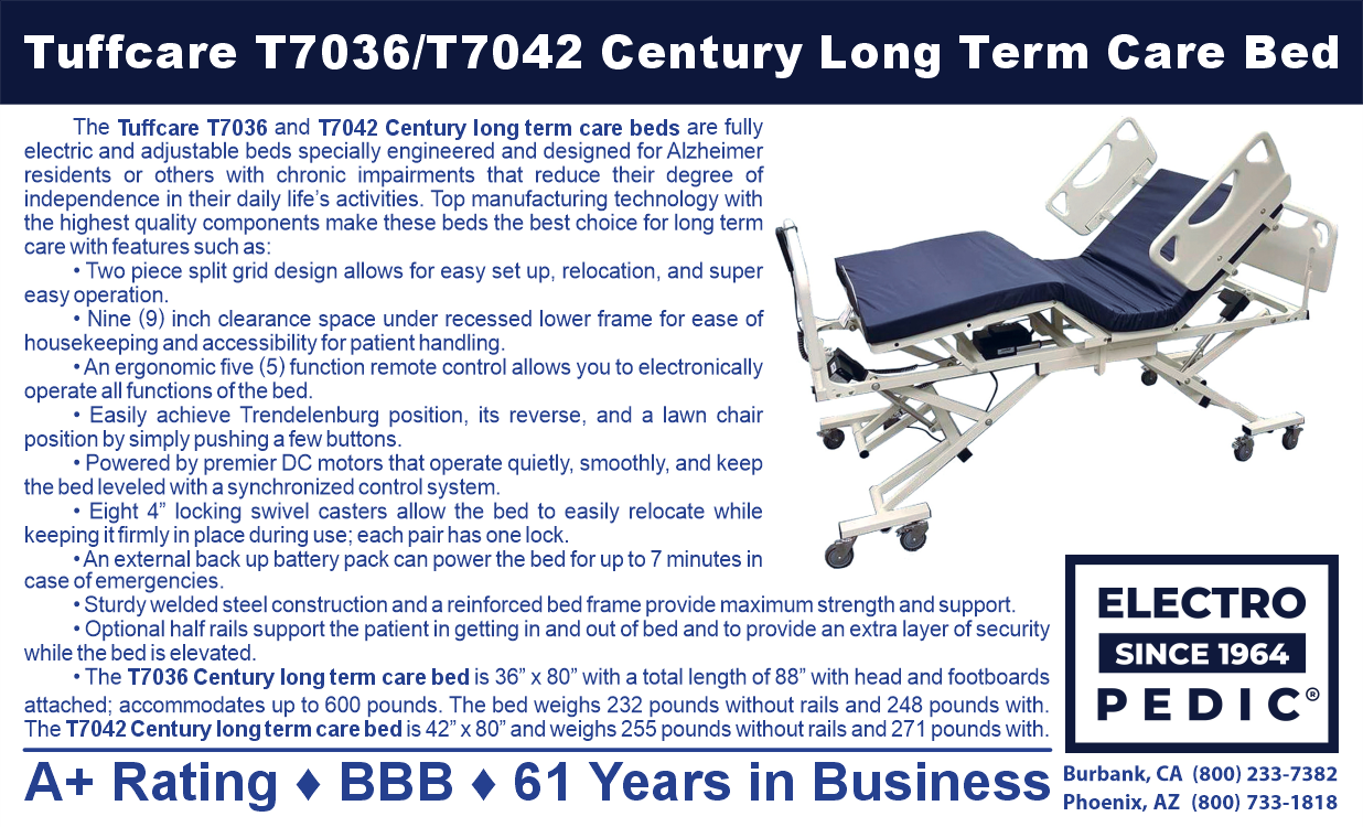Phoenix Electropedic Tuffcare T7036 and T7042 Century long term care bed